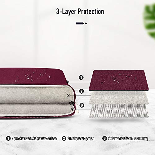AtailorBird Funda Ordenador Portatil 14 Pulgadas,Bolsa pc Portátil Impermeable Anti-rasguños Antigolpes,Funda 14 Acolchada per Laptop/Notebook/MacBook/Chromebook -Vino Tinto