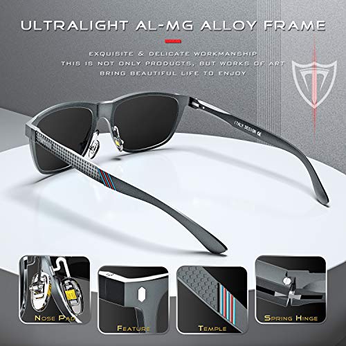 ATTCL Gafas De Sol Hombre Polarizadas Retro Estructura De metal Al-Mg 7001 Gray