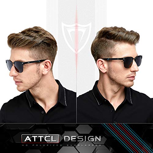 ATTCL Hombre Gafas De Sol Polarizadas Estructura De metal Al-Mg 8-188 Black