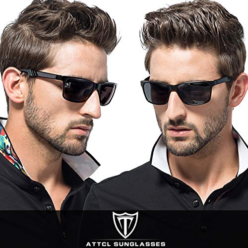 ATTCL Hombre polarizado gafas de sol Al-Mg marco de Metal Ultra Light 6560black