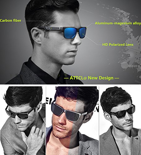 ATTCL Hombre polarizado gafas de sol Al-Mg marco de Metal Ultra Light 6560black