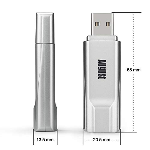 August USB Freeview HD TV Tuner DVB-T210 - Mira la televisión Digital en Full HD en Ordenadores portátiles y de Escritorio - Tarjeta de televisión Externa para Windows 10, 8, 7, Vista, XP