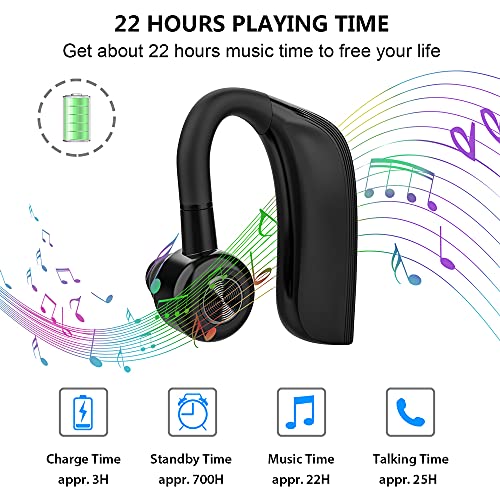 Auricular Bluetooth 5.0, Auricular Manos Libres con Duración 22 Horas, Auriculares Bluetooth Inalámbrico con Mic, Avanzado Cancelación de Ruido & Sweatproof IPX4 para Oficina, Negocios,Conducción