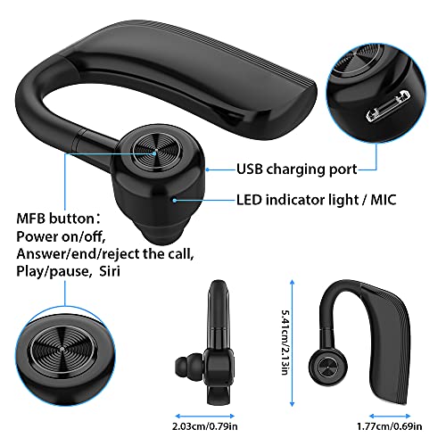 Auricular Bluetooth 5.0, Auricular Manos Libres con Duración 22 Horas, Auriculares Bluetooth Inalámbrico con Mic, Avanzado Cancelación de Ruido & Sweatproof IPX4 para Oficina, Negocios,Conducción