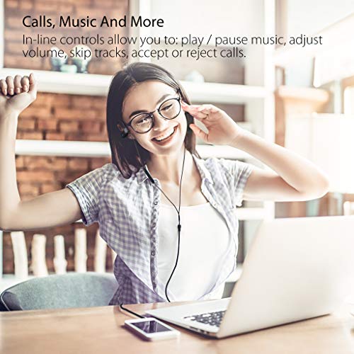 Avantree Auriculares Running Deportivos con Micrófono, Auriculares con Cable para Correr con Gancho de Oreja Compatibile con iPhone, Samsung - E171