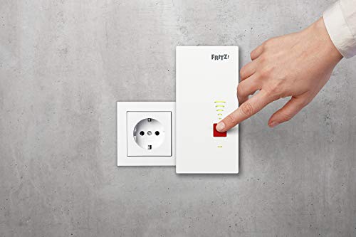 AVM FRITZ!Repeater 2400 International - Repetidor/Extensor WiFi AC+N, Banda dual(1.733 Mbps/5 GHz y 600 Mbps/2,4 GHz), Mesh, punto de acceso WiFi, 1 puertos LAN Gigabit, WPS, interfaz en Español