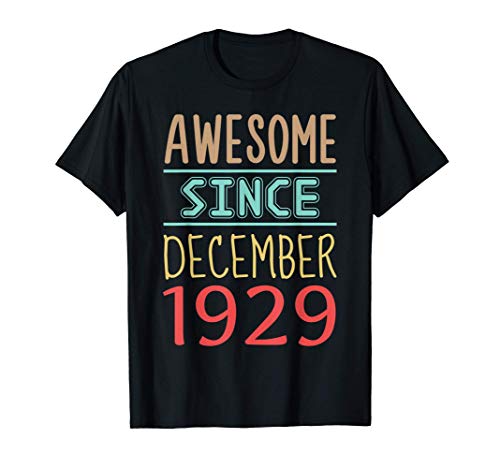 Awesome since December 1929 Gifts Funny 91st Birthday Camiseta