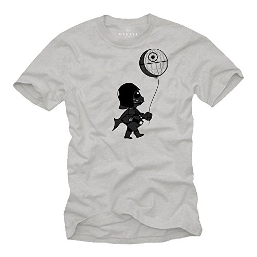 Baby Vader Camiseta Divertida Hombre - T Shirt Manga Corta Star Darth Wars Gris M