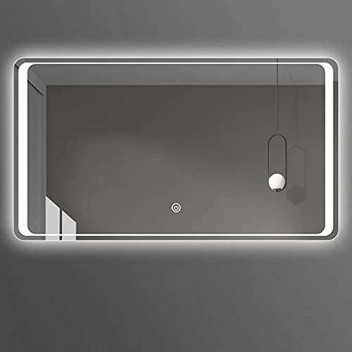 Backlit LED Illuminated Bathroom Mirror - Wall Mirrors with Demister Pad/Sensor Touch Switch Rectangle Makeup Mirror for Vanity Living Room Bedroom