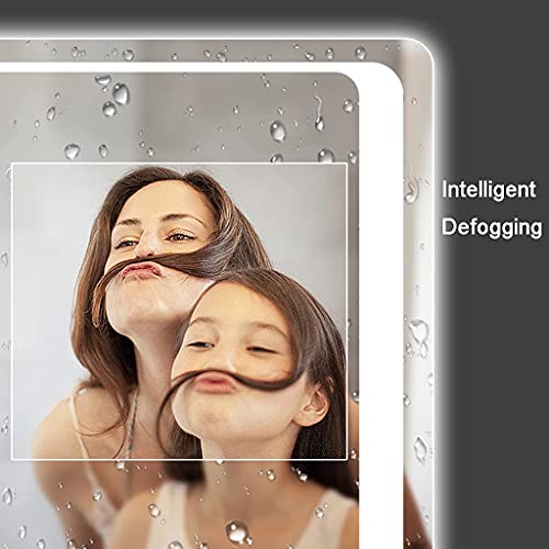 Backlit LED Illuminated Bathroom Mirror - Wall Mirrors with Demister Pad/Sensor Touch Switch Rectangle Makeup Mirror for Vanity Living Room Bedroom
