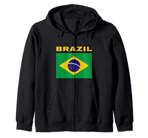 Bandera Brasileña Brasil Bandeira Orgulloso Brasileno Sudadera con Capucha