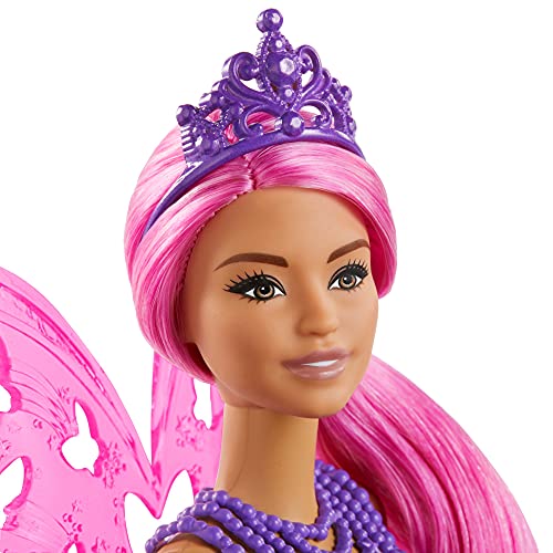 Barbie Dreamtopia Muñeca Hada, con pelo rosa, alas y corona (Mattel GJJ99) , color/modelo surtido