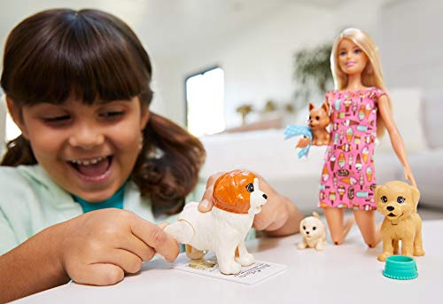 Barbie y su guardería de perritos, muñeca con mascotas y accesorios (Mattel FXH08)