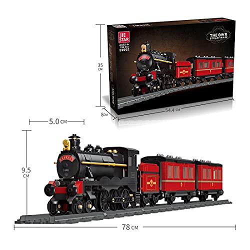 Barm Technics City Train Set, 789 + Pcs Retro Red Steam Train Rail Paser Train Juego de Bloques de construcción con vías de Tren, Ladrillos - Compatible con Lego 60197