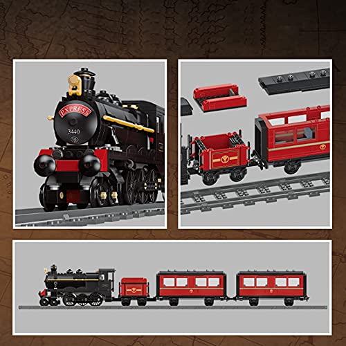 Barm Technics City Train Set, 789 + Pcs Retro Red Steam Train Rail Paser Train Juego de Bloques de construcción con vías de Tren, Ladrillos - Compatible con Lego 60197
