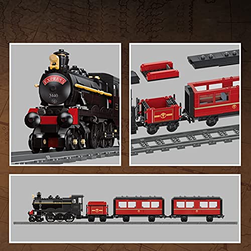 Barm Technics City Train Set, 789 + Pcs Retro Red Steam Train Rail Paser Train Juego de Bloques de construcción con vías de Tren, Ladrillos - Compatible con Lego 60197