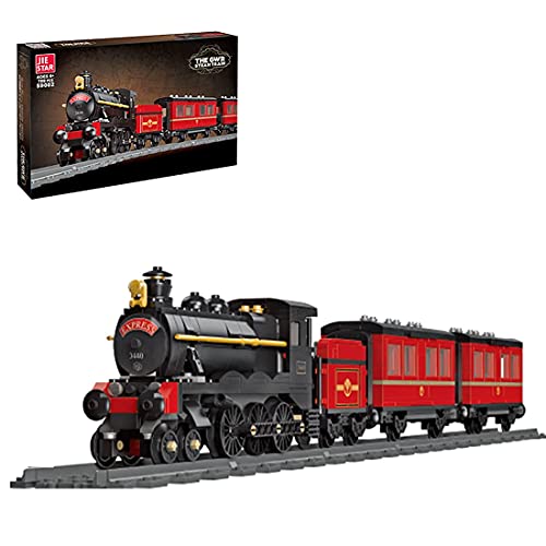 Barm Technics City Train Set, 789 + Pcs Retro Red Steam Train Rail Paser Train Juego de Bloques de construcción con vías de Tren, Ladrillos - Compatible con Lego 60197