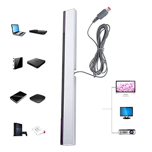 Barra de sensores de Wii, receptor con cable de repuesto, receptor de señal de barra de sensor de movimiento de rayos infrarrojos infrarrojos para consola Wii y Wii U con soporte de 24,2 cm/9,5 pulgad