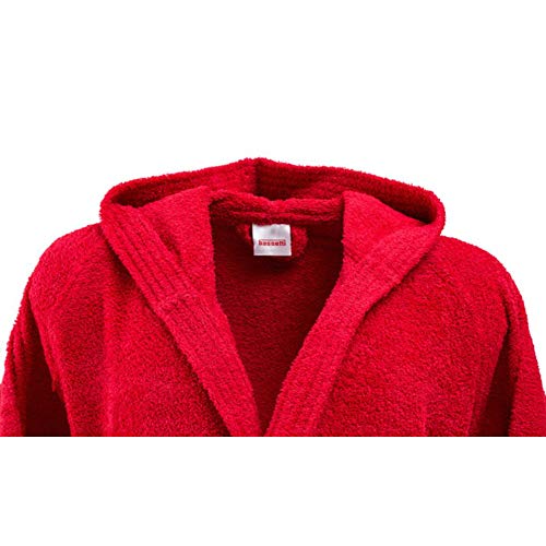 Bassetti - Albornoz con capucha para hombre/mujer, disponible en varias tallas y colores, 100% algodón rojo M
