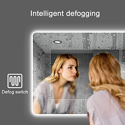 Bathroom Mirror With Illuminated LED Wall Mirror Backlit with Touch Sensor/Dimming/Anti-fog Makeup Mirrors for Vanity Living Room Bedroom(Size:60CM)