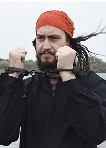 Battle-Merchant - Camisa Medieval para Hombre - Ideal para Larp Vikingo - Negro - S