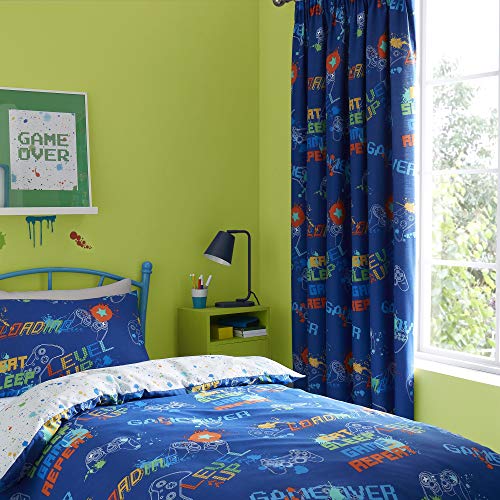 Bedlam - Juego Glow - Par de Cortinas Plisadas para niños, 168 x 183 cm de Ancho x 183 cm de caída