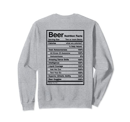 Beer Nutrition Facts Funny Night Out At The Bar Sudadera