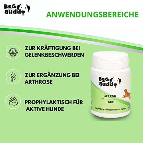 BeG Buddy Pastillas articulares para perros – Cápsulas articulares de alta dosis con mejillón verde, garra del diablo MSM, glucosamina, para todas las razas de perros, 100 pastillas