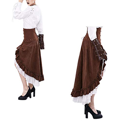 BENME Gear Duke Falda Larga con Volantes victorianos de la Moda Steampunk de la Novedad de Las Mujeres Falda de Cintura Alta Vintage para Mujer,Skirt-L