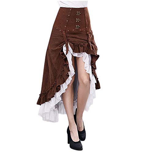 BENME Gear Duke Falda Larga con Volantes victorianos de la Moda Steampunk de la Novedad de Las Mujeres Falda de Cintura Alta Vintage para Mujer,Skirt-L