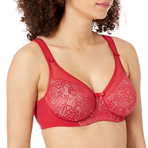 Berlei Beauty Everyday B521-PSN Women's Passion Red Lace Non-Padded Underwired Minimizer Bra 100F