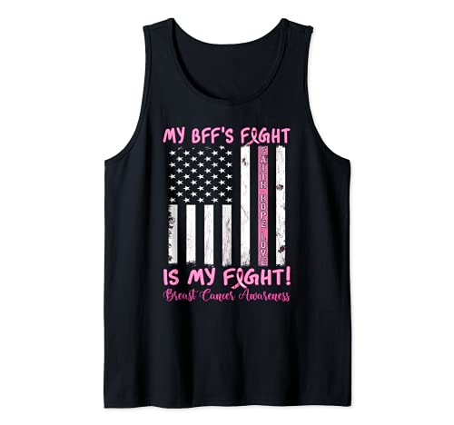 Best Friends Fight Is My Lucha Cáncer de Mama US Flag Women Camiseta sin Mangas