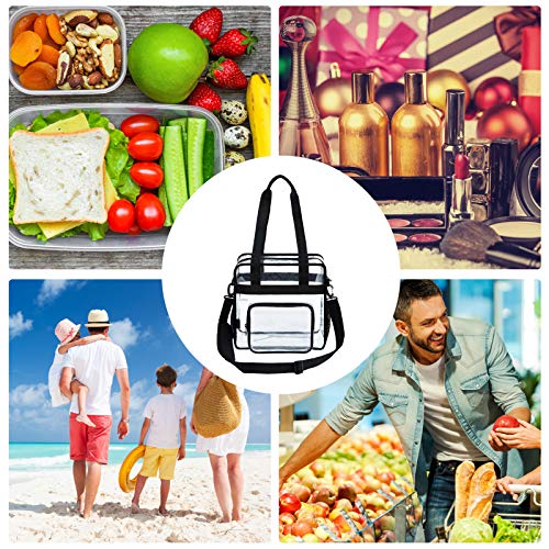 Bilingsley Multipurpose Fashion Girl Wild Jelly and Makeup Transparent Handbag Elegant Durable Portable PVC Handbag (Black, 31 * 31 * 15)