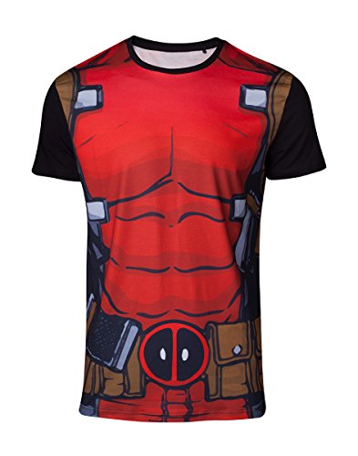 Bioworld EU Marvel Comics Deadpool Men's Suit Sublimation T-Shirt Camiseta, Rojo (Red Red), M para Hombre