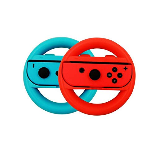 BJ-SHOP Volante Switch,Joy-con Racing Wheel Controladores Handle Grips para Ergonomic Design Switch Mario Kart (Azul y Rojo)