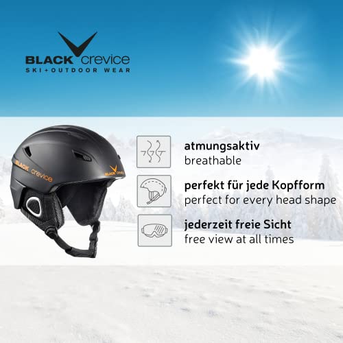 BLACK CREVICE Casco de esquí Kitzbühel I Casco de esquí de diseño Deportivo para Hombre y Mujer I Casco de esquí de policarbonato Transpirable I Talla Ajustable (XL, Negro Carbono)