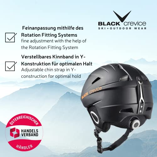 BLACK CREVICE Casco de esquí Kitzbühel I Casco de esquí de diseño Deportivo para Hombre y Mujer I Casco de esquí de policarbonato Transpirable I Talla Ajustable (XL, Negro Carbono)