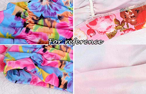 BLANCHO BEDDING Gorro de baño Plisado de 2 Paquetes Gorras de natación de Tela de Tela de Pelo Largo Gorro de baño Impreso, Flores Coloridas