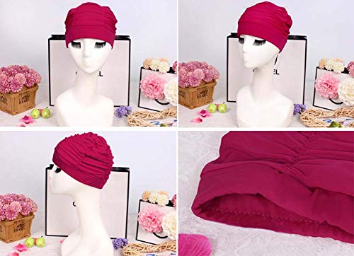 BLANCHO BEDDING Paquete de 2 Gorras de baño Plisadas de Color sólido para Gorro de baño de Tela de Tela de Pelo Largo, Negro