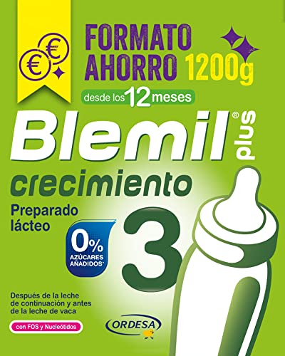 Blemil Plus 3 Crecimiento 0% Azúcares Añadidos - Preparado Lácteo en polvo, Desde los 12 Meses, 1200g