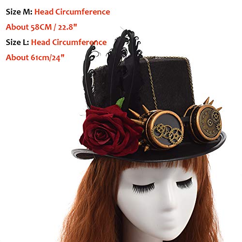 BLESSUME Sombrero Steampunk Gótico Chistera con Gafas Unisex (Colore C, M)