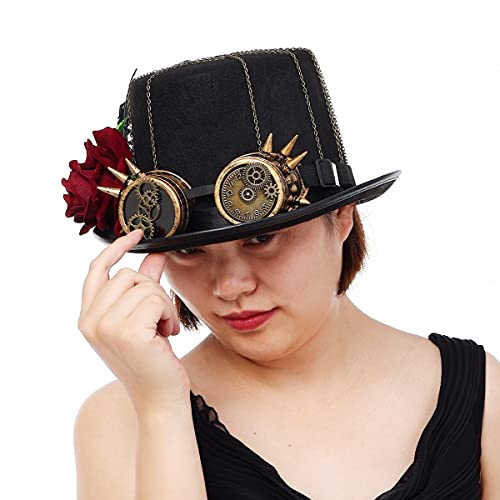 BLESSUME Sombrero Steampunk Gótico Chistera con Gafas Unisex (Colore C, M)