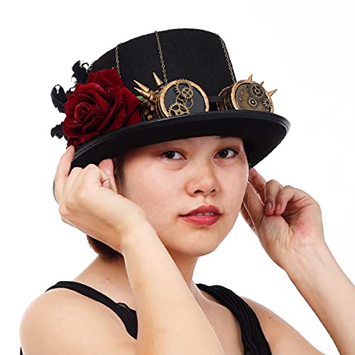 BLESSUME Sombrero Steampunk Gótico Chistera con Gafas Unisex (Colore C, M)