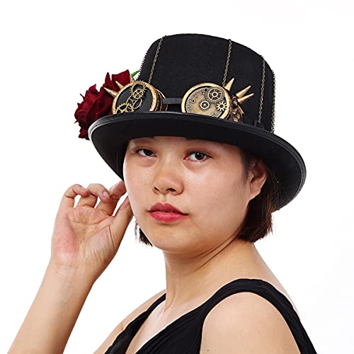 BLESSUME Sombrero Steampunk Gótico Chistera con Gafas Unisex (Colore C, M)