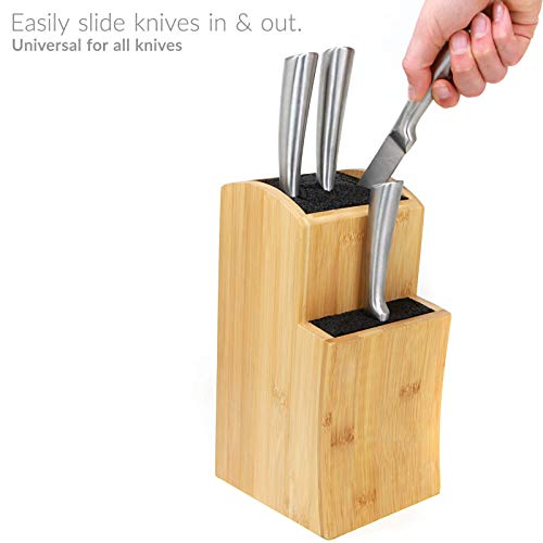 Bloque de cuchillos | Cuchillos de cocina ranurados de bambú | adecuado para todos los cuchillos | Organizador cuchillo de acero | M & W