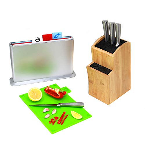 Bloque de cuchillos | Cuchillos de cocina ranurados de bambú | adecuado para todos los cuchillos | Organizador cuchillo de acero | M & W