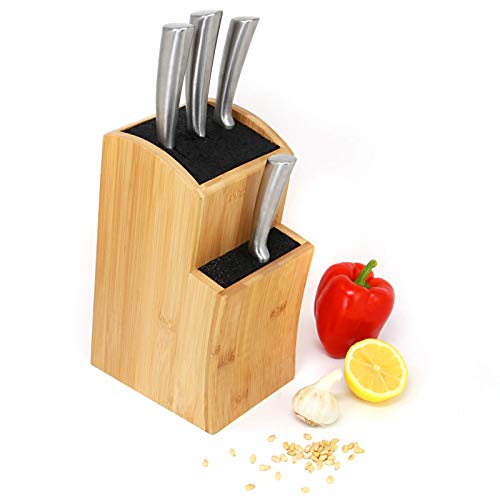 Bloque de cuchillos | Cuchillos de cocina ranurados de bambú | adecuado para todos los cuchillos | Organizador cuchillo de acero | M & W