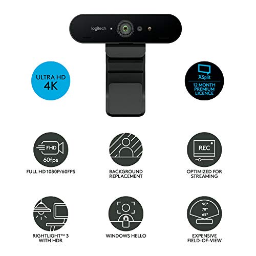 Blue Yeti Micrófono USB, Negro + Logitech Brio Cámara Web 4K, HD 1080p Streaming Edition con licencia premium de XSplit de 12 meses incluida, Negro