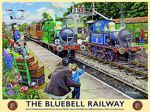 Bluebell Railway Train Station Tank Steam Engines Theme 8x12 Inch Metal Tin Sign Wall Decor Kitchen Garage Bar Home