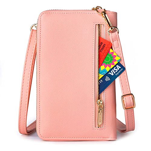 Bolso bandolera para mujer con diseño de cartera de hombro pequeño para tarjetas de viaje, rosa (Rosa/Rebel Fun.), Small